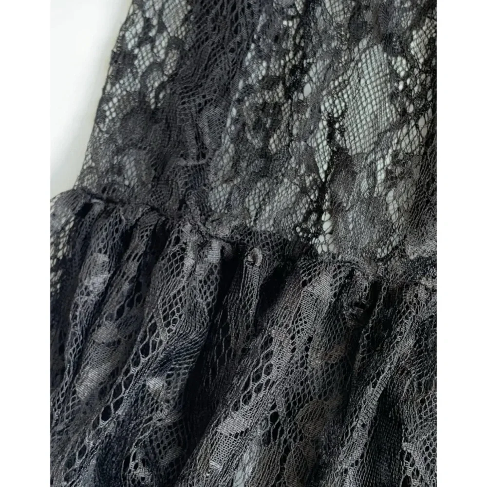 Last one! ❤️ Gothic x Steampunk Sheer Black Maxi Ruffle Lace Skirt